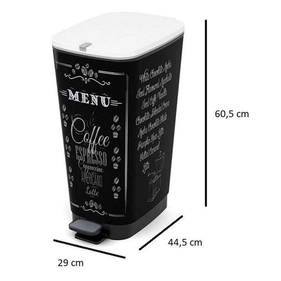Kis Chic Bin Coffee Menu Pedaalemmer - 50L - Zwart/wit - Afbeelding 2