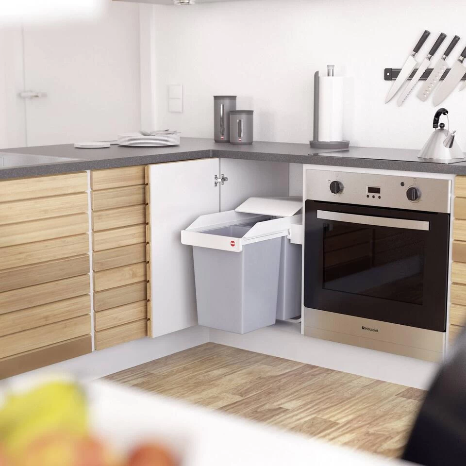 Hailo Multi-Box Duo L Inbouwprullenbak - 2x14L - Wit - Afbeelding 4