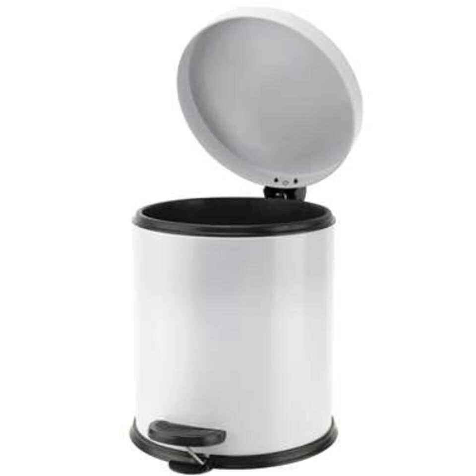 Vuilnisbak/pedaalemmer Wit 5 Liter 24 Cm Rvs - Afbeelding 2