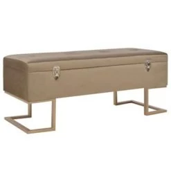 VidaXL Bankje Met Opbergvak 105 Cm Fluweel Beige