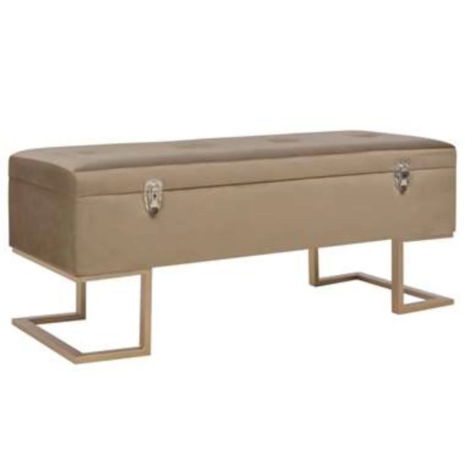 VidaXL Bankje Met Opbergvak 105 Cm Fluweel Beige