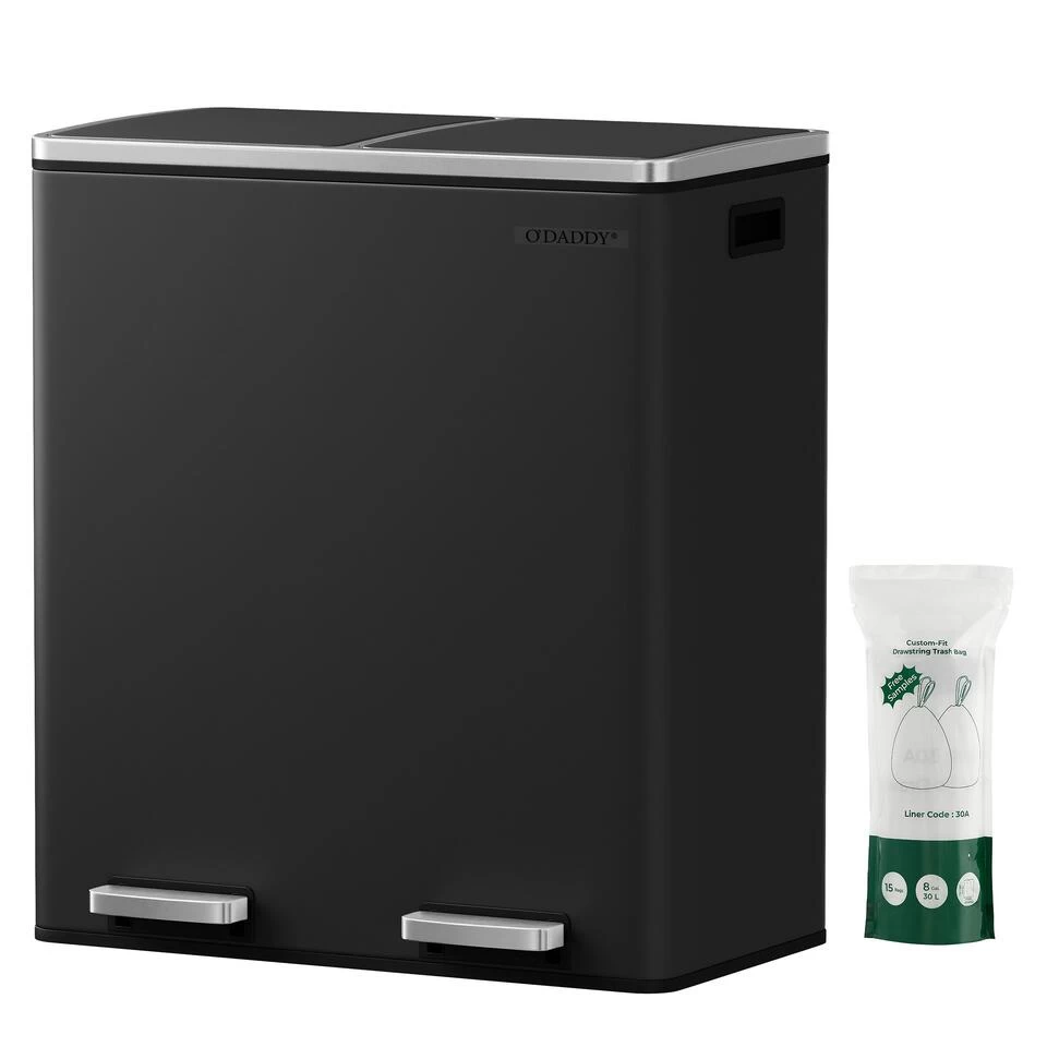 O'DADDY® Prullenbak Afvalscheiding - Vuilnisbak 60L (2x 30) - 59x65x32