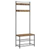 O'DADDY® Kapstok Staand Met Schoenenrek - 9 Haken - 70x32x175 - Bruin