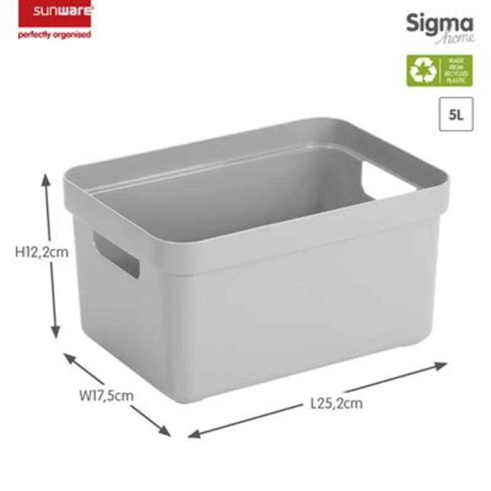 Sigma Home Opbergbox 5L Grijs - Afbeelding 2