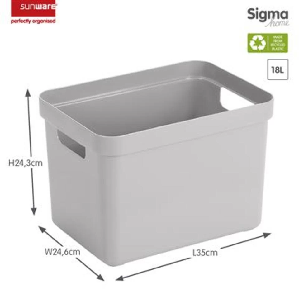 Sigma Home Opbergbox 18L Grijs - Afbeelding 2