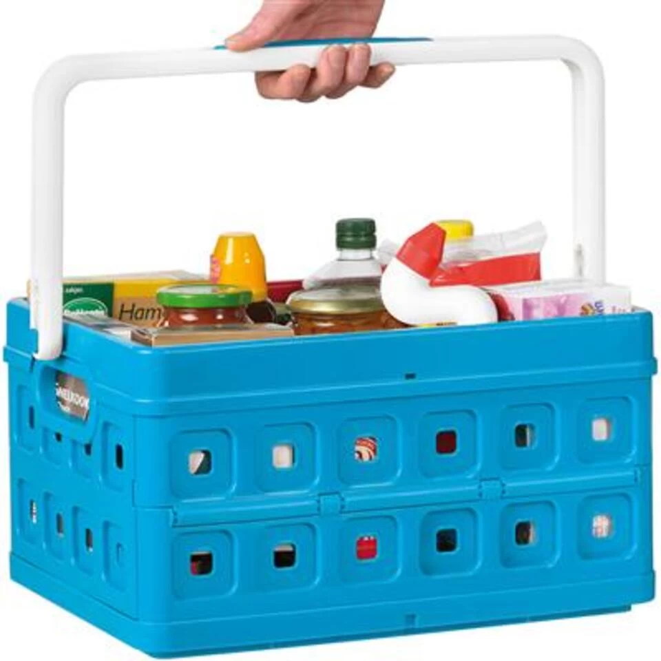 Square Vouwkrat Met Handgreep 24L Blauw - Afbeelding 4