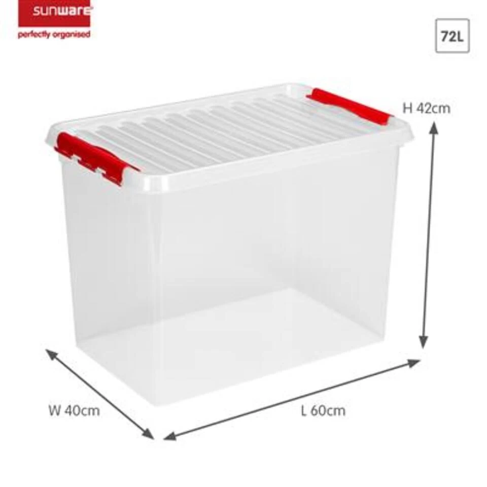 Q-line Opbergbox 72L Transparant Rood - Afbeelding 2