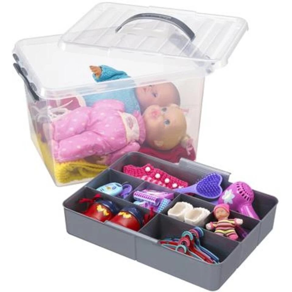 Q-line Opbergbox Met Inzet 15L Transparant Metaal - Afbeelding 3