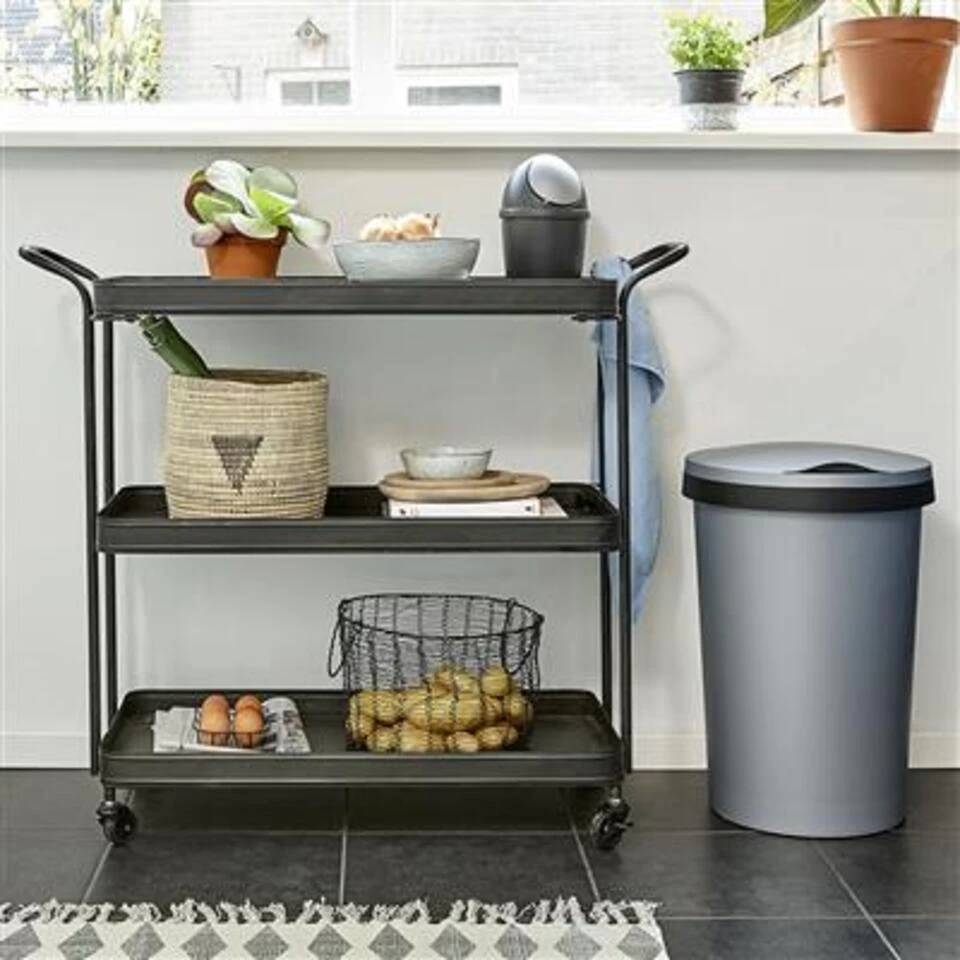 Twinga Prullenbak Met Klepdeksel 45L Metaal Zwart - Afbeelding 2