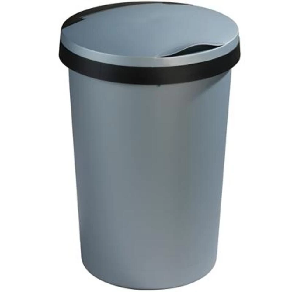 Twinga Prullenbak Met Klepdeksel 45L Metaal Zwart