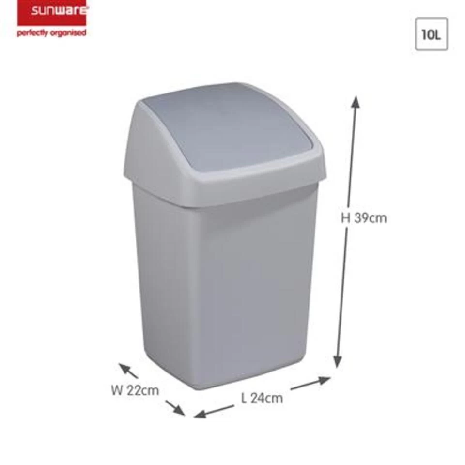 Delta Prullenbak Met Swingdeksel 10L Grijs - Afbeelding 2