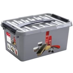 Q-line Schoenpoetsdoos Met Inzet 6L Metaal Zwart