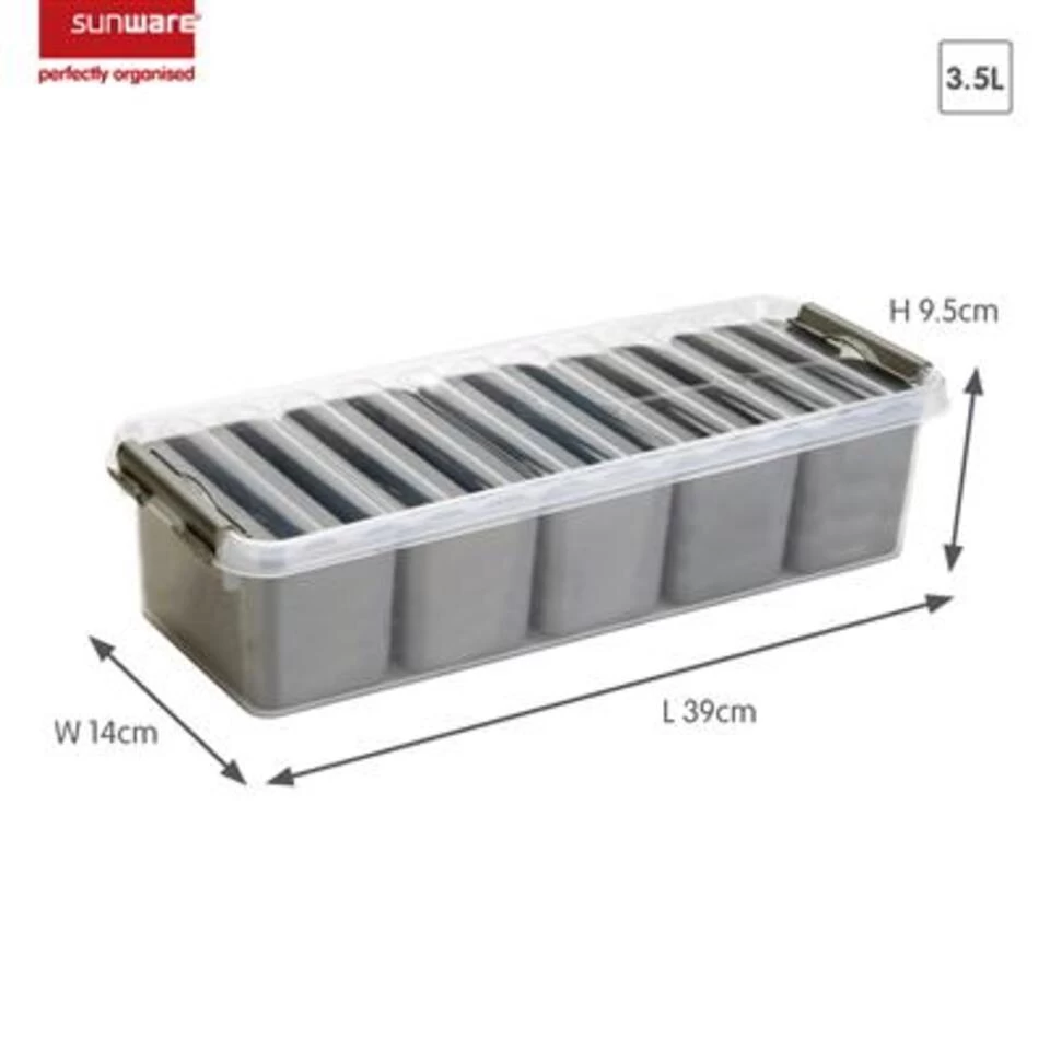 Q-line Opbergbox Met 7 Bakjes 3,5L Transparant Metaal - Afbeelding 2