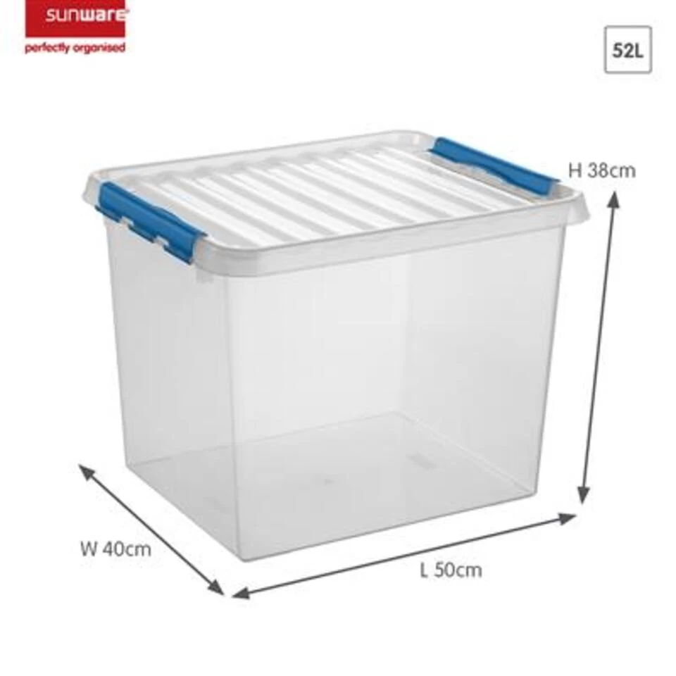 Q-line Opbergbox 52L Transparant Blauw - Afbeelding 2