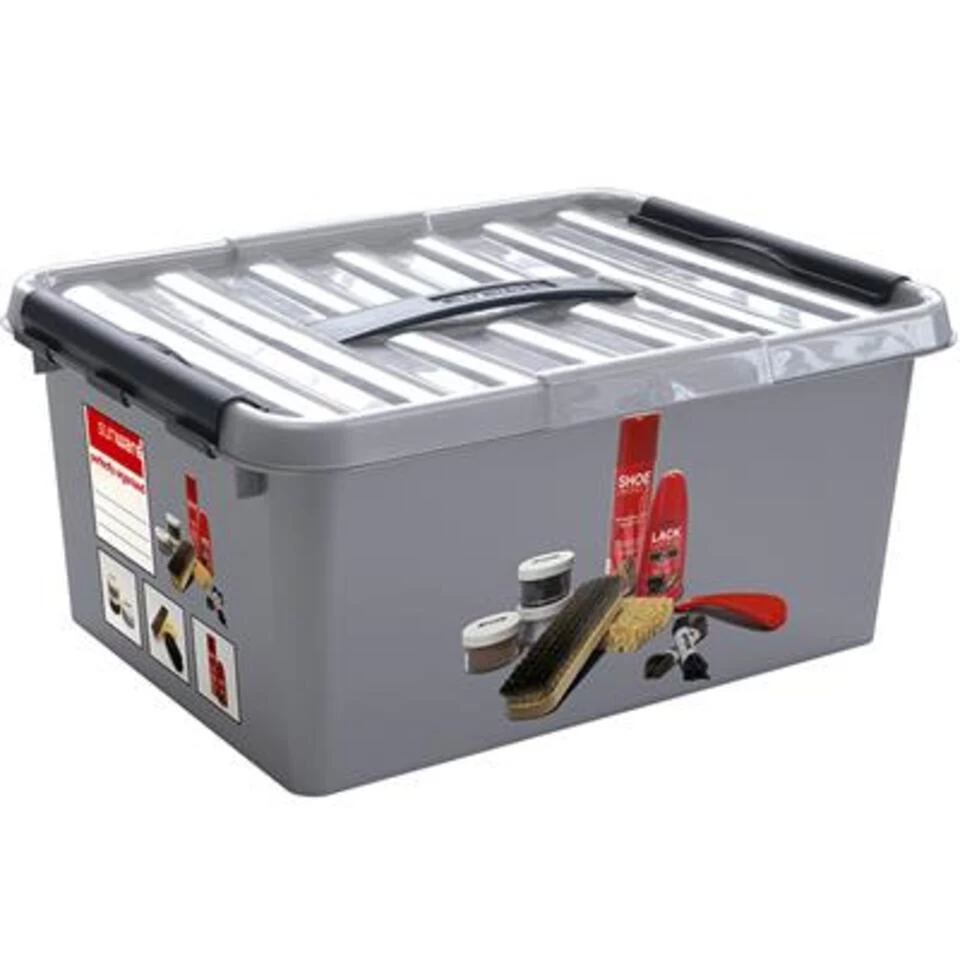 Q-line Schoenpoetsdoos Met Inzet 15L Metaal Zwart