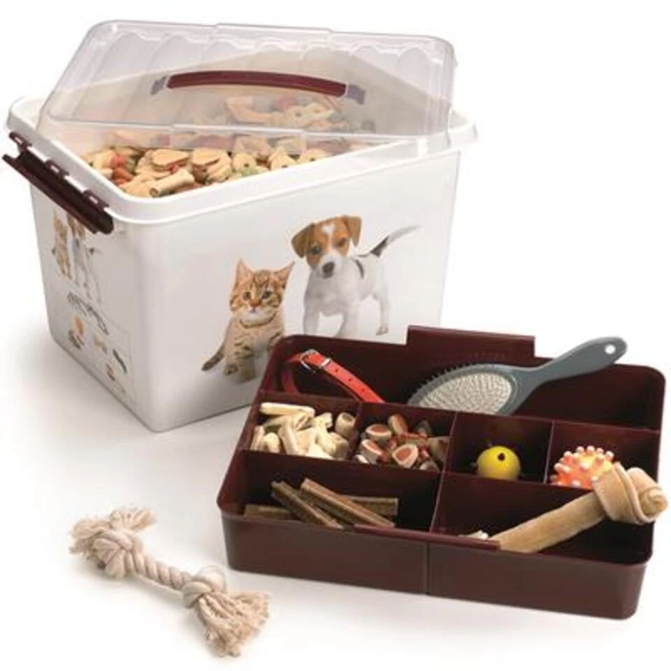 Q-line Huisdieren Opbergbox Met Inzet 22L Wit Bordeaux - Afbeelding 3