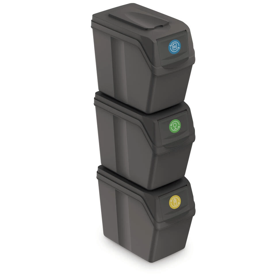 Prosperplast Afvalscheidingsbak - 3 St - Grijs - Kunststof - 20 L