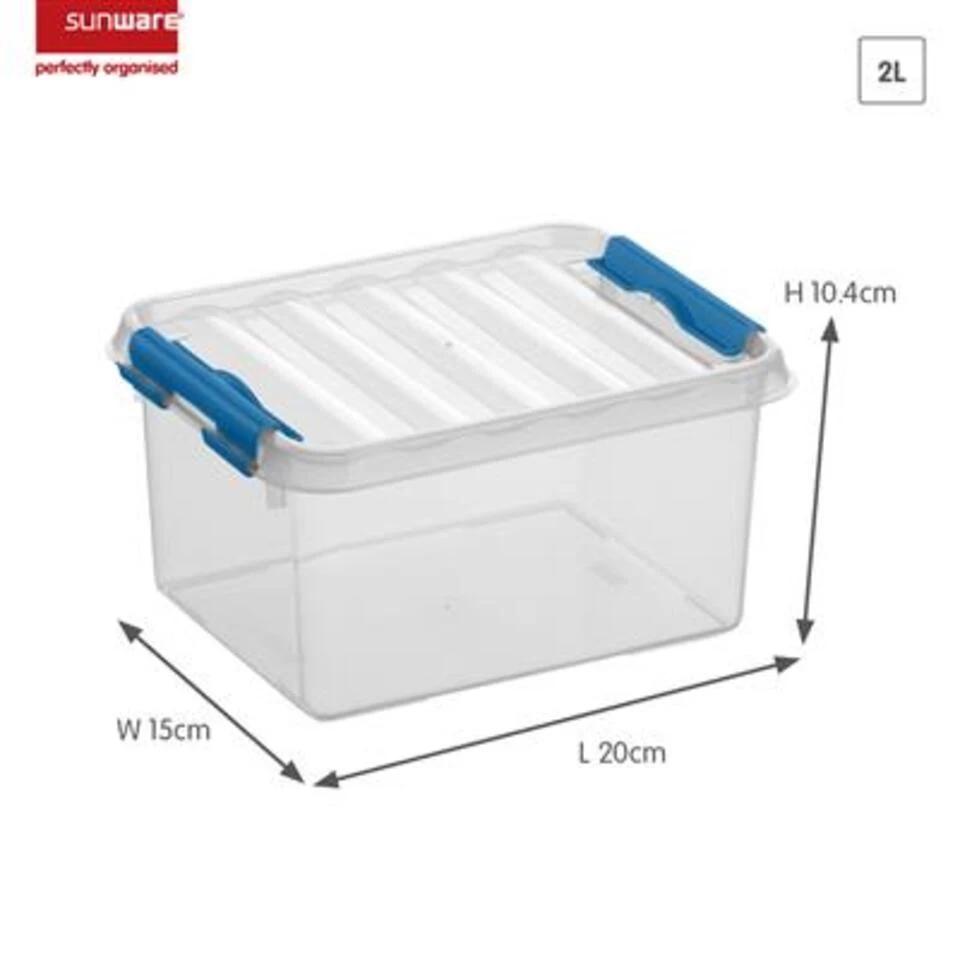 Q-line Opbergbox 2L Transparant Blauw - Afbeelding 2