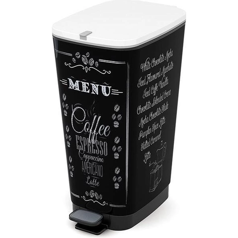 Kis Chic Bin Coffee Menu Pedaalemmer - 50L - Zwart/wit