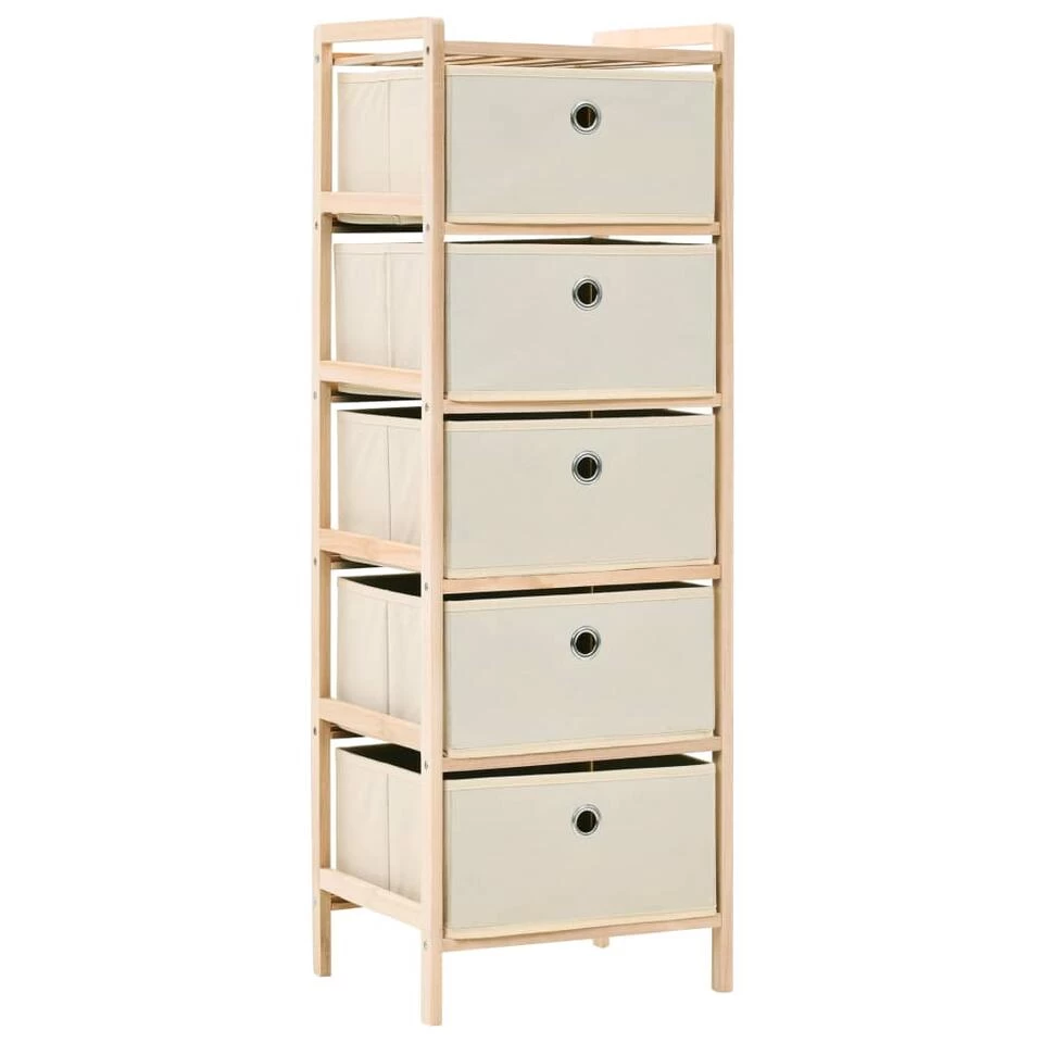 VidaXL Opbergmeubel Met 5 Stoffen Manden Cederhout Beige