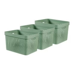Curver Infinity Recycled Dots Opbergbox - 17L - 3 Stuks - Groen