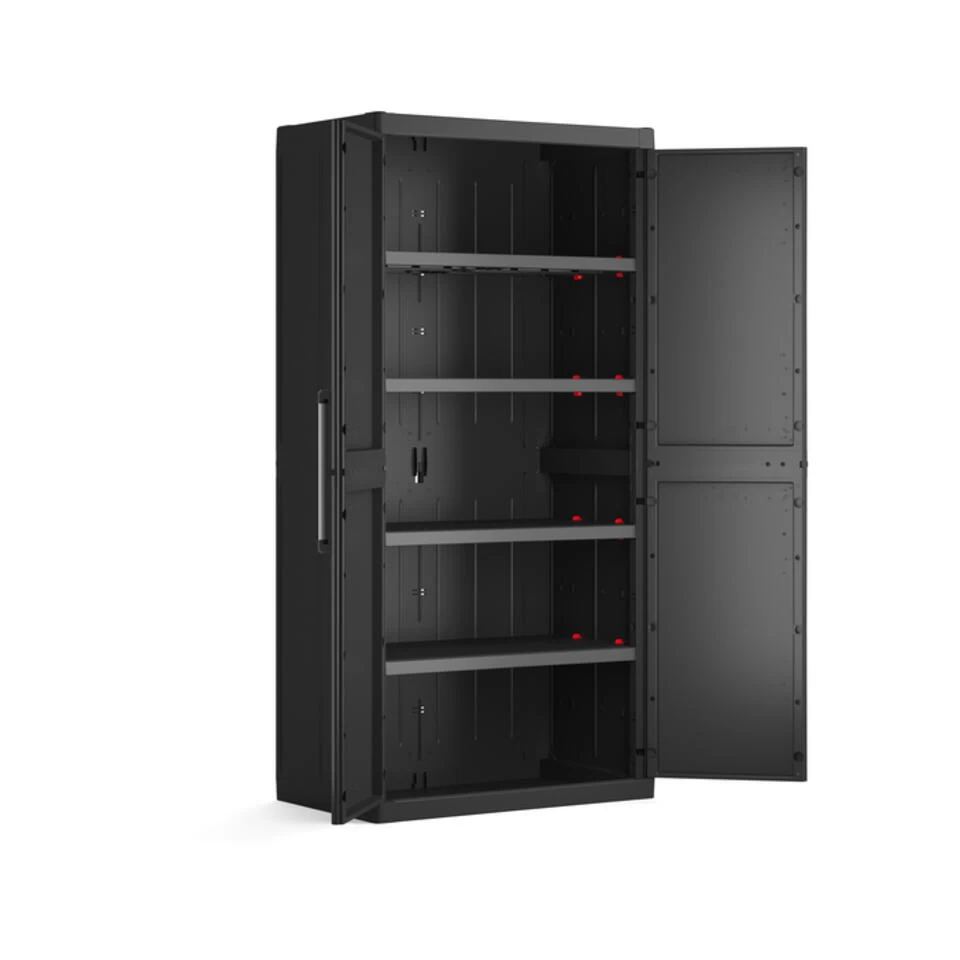 Keter Detroit XL Hoge Kast - 4 Planken - 89x54x182cm - Zwart - Afbeelding 4