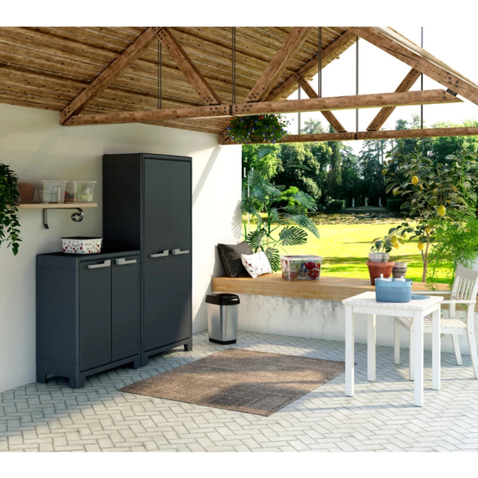 Keter Moby Lage Kast - 2 Planken - 80x44x100 Cm - Antraciet - Afbeelding 3