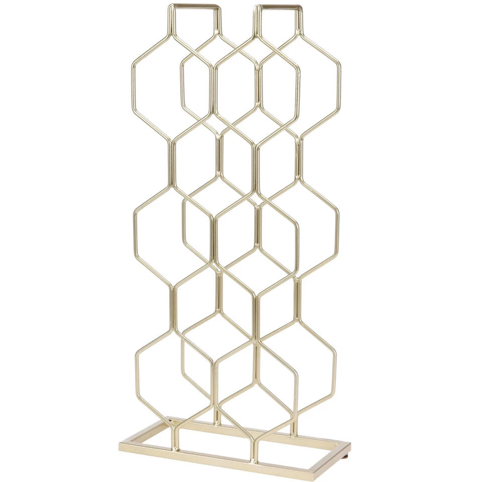 Excellent Houseware Wijnrek - Metaal - Goud - 8 Flessen - 23 X 48 Cm