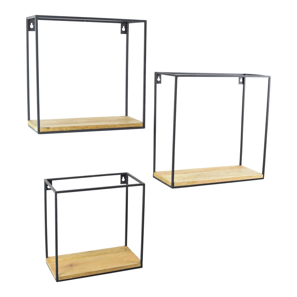 LOFT42 Wally Wandboxen Met Mangohout Set Van 3 - Metaal