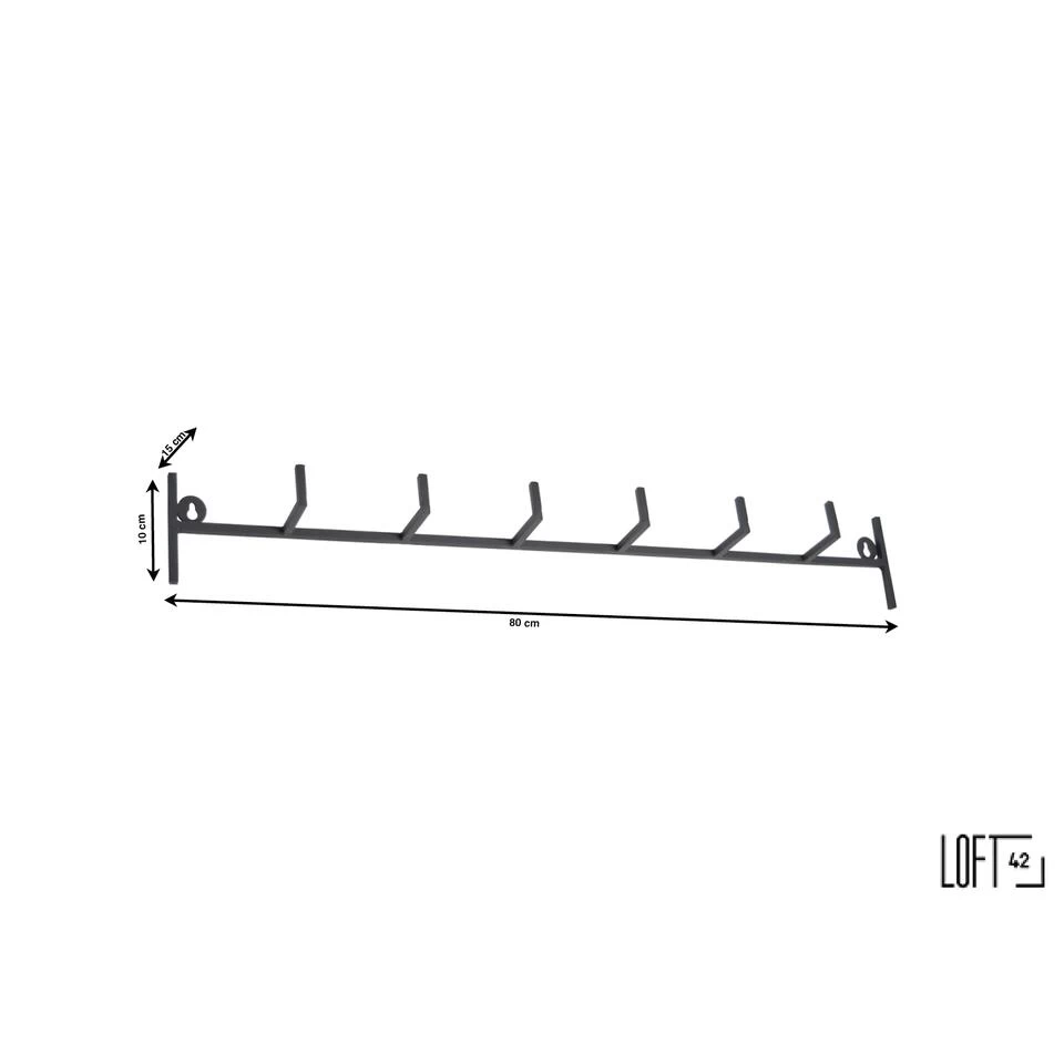 LOFT42 Hook Kapstok - Zwart – Metaal – 6 Haken - Afbeelding 2