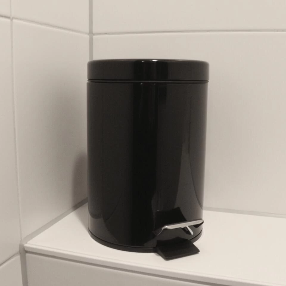 Orange85 Pedaalemmer Prullenbak Badkamer Zwart 17x17x24,5 Cm 3 Liter Metaal - Afbeelding 2