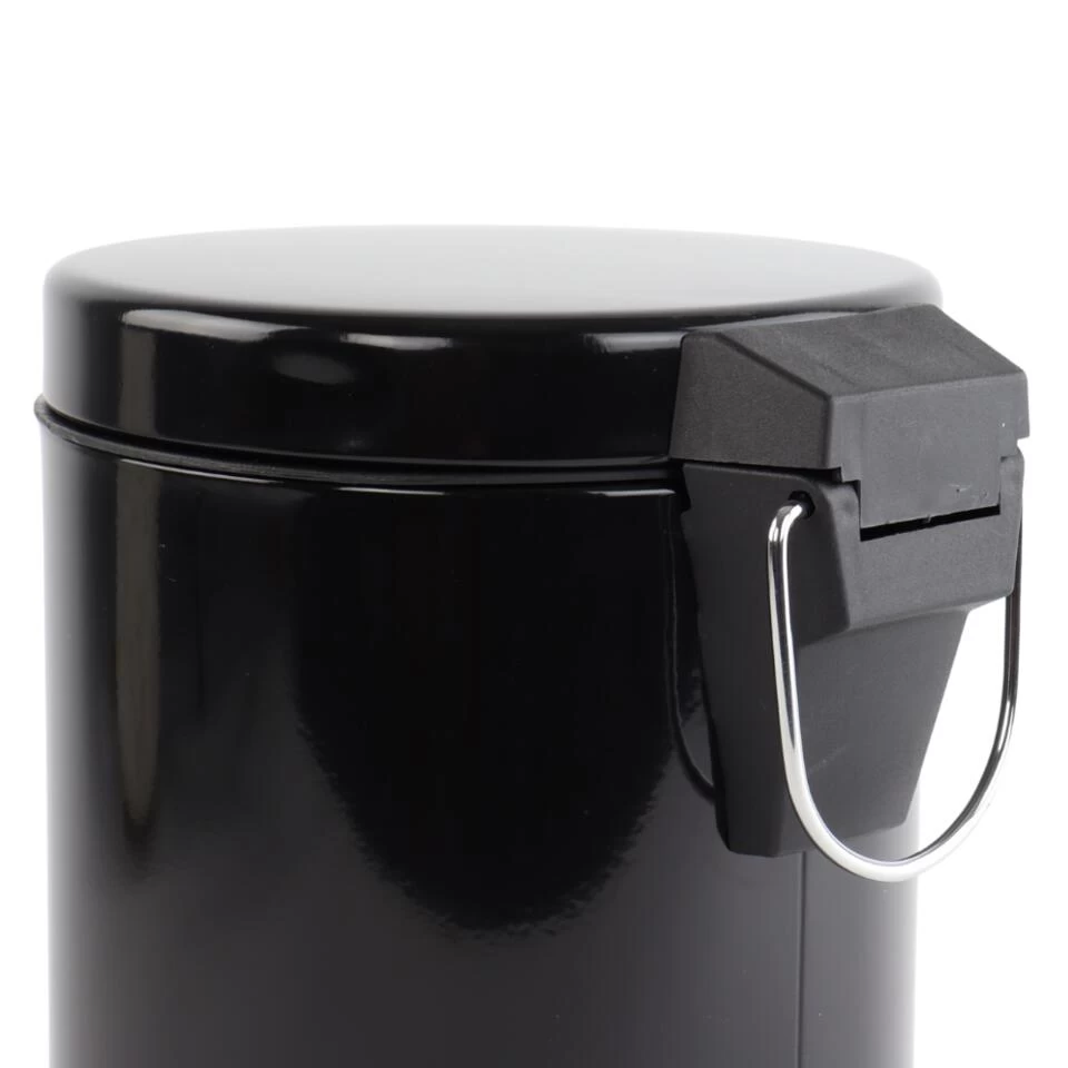 Orange85 Pedaalemmer Prullenbak Badkamer Zwart 17x17x24,5 Cm 3 Liter Metaal - Afbeelding 3