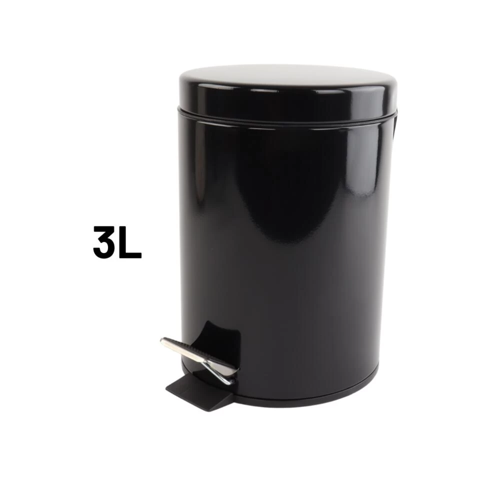 Orange85 Pedaalemmer Prullenbak Badkamer Zwart 17x17x24,5 Cm 3 Liter Metaal - Afbeelding 4