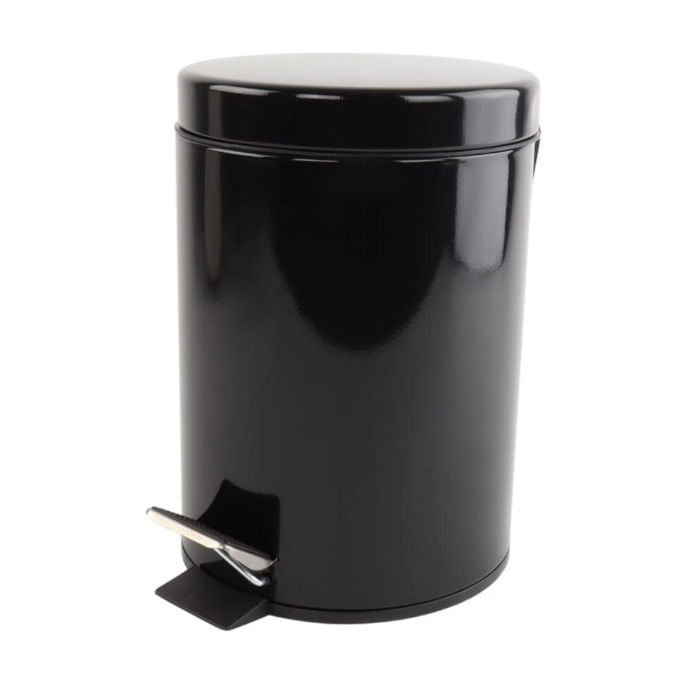 Orange85 Pedaalemmer Prullenbak Badkamer Zwart 17x17x24,5 Cm 3 Liter Metaal