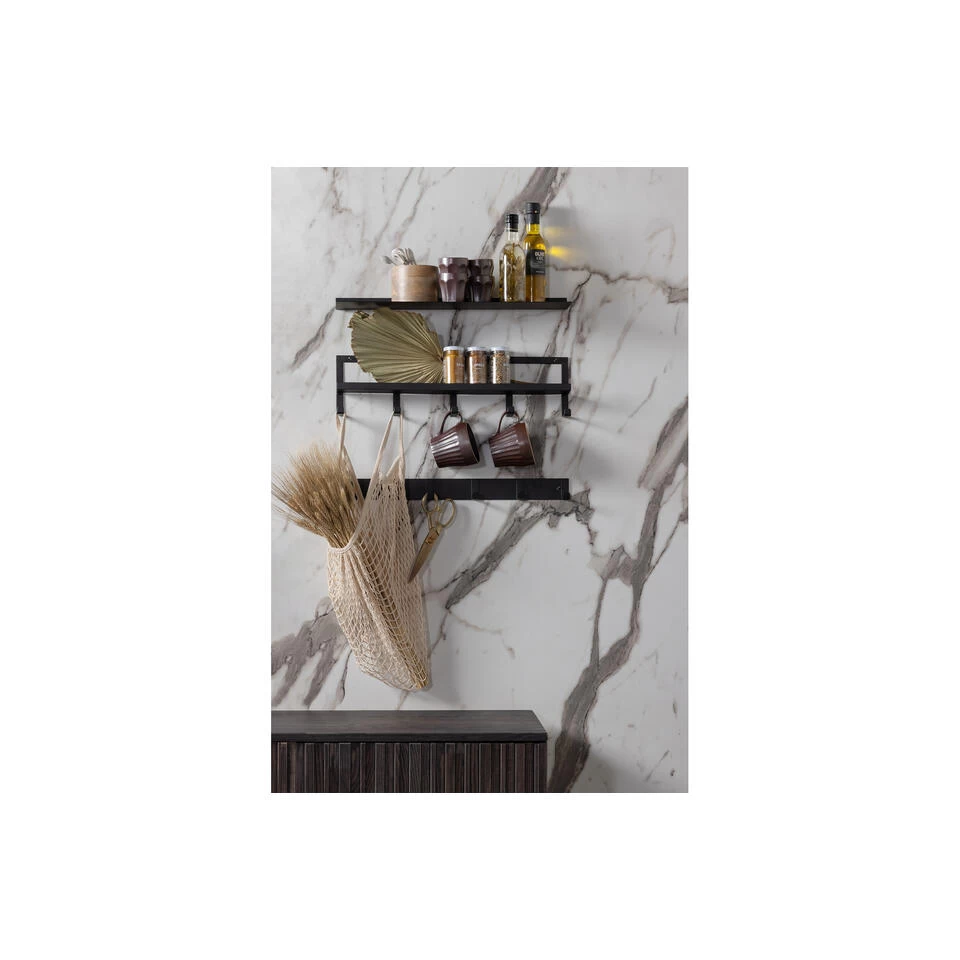 WOOOD Riley Wandplank - Metaal - Zwart - Set Van 2 - Afbeelding 2