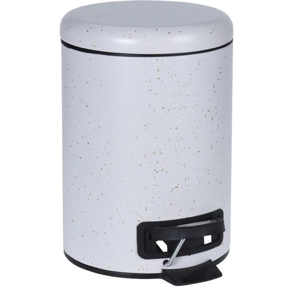 Merkloos Pedaalemmer - Wit Met Gouden Spikkels - Rond - 3 L - 17 X 25 Cm - Afbeelding 2