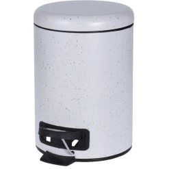 Merkloos Pedaalemmer - Wit Met Gouden Spikkels - Rond - 3 L - 17 X 25 Cm