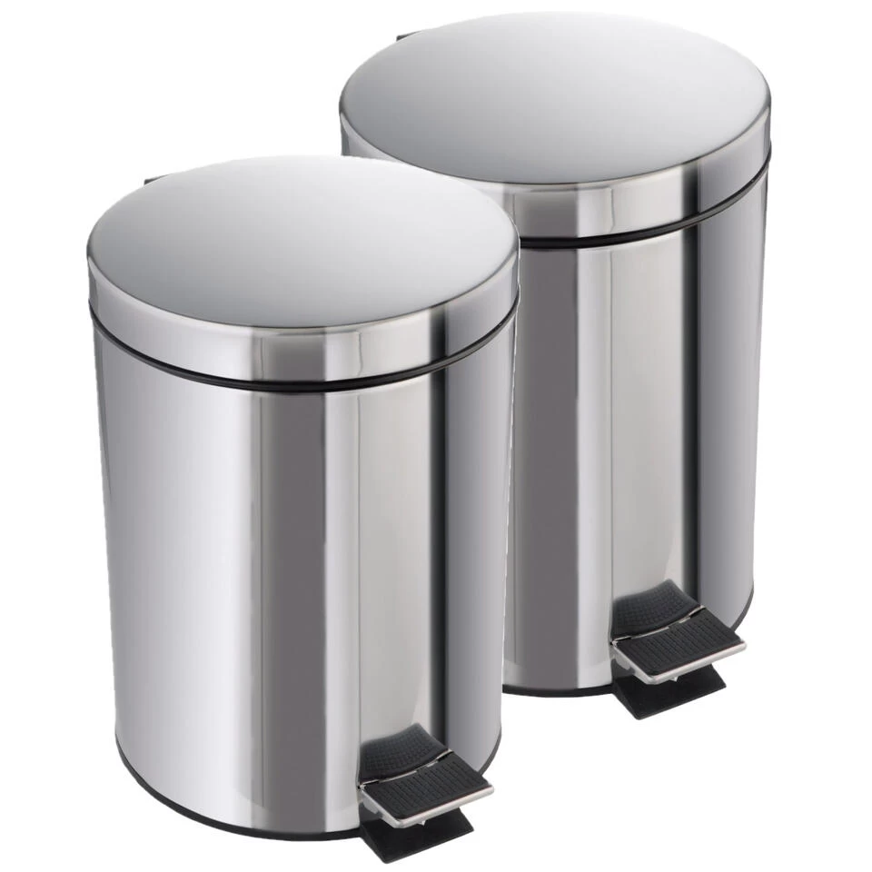 Merkloos Pedaalemmer - Chroom - 5 L - 27 X 25 X 20 Cm - Afbeelding 3