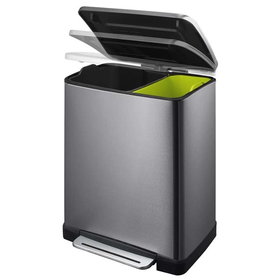 EKO E-Cube Prullenbak - 28+18 L - Black Steel - Afbeelding 2