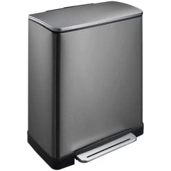 EKO E-Cube Prullenbak - 28+18 L - Black Steel