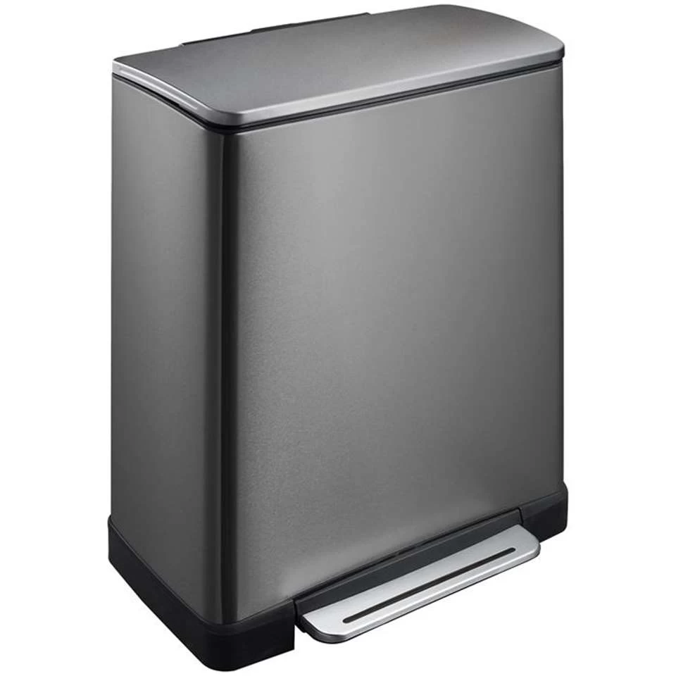 EKO E-Cube Prullenbak - 28+18 L - Black Steel
