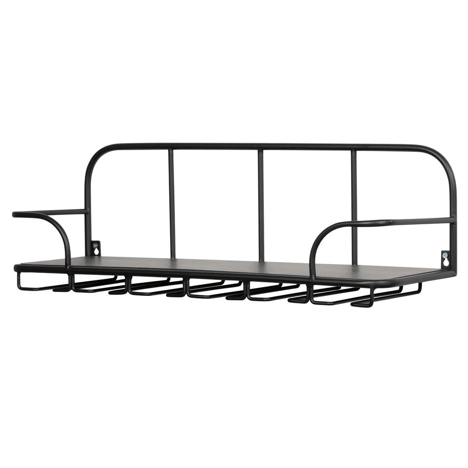 WOOOD Hugo Glazenrek - Metaal/hout - Zwart - 21x61x21 - Afbeelding 3