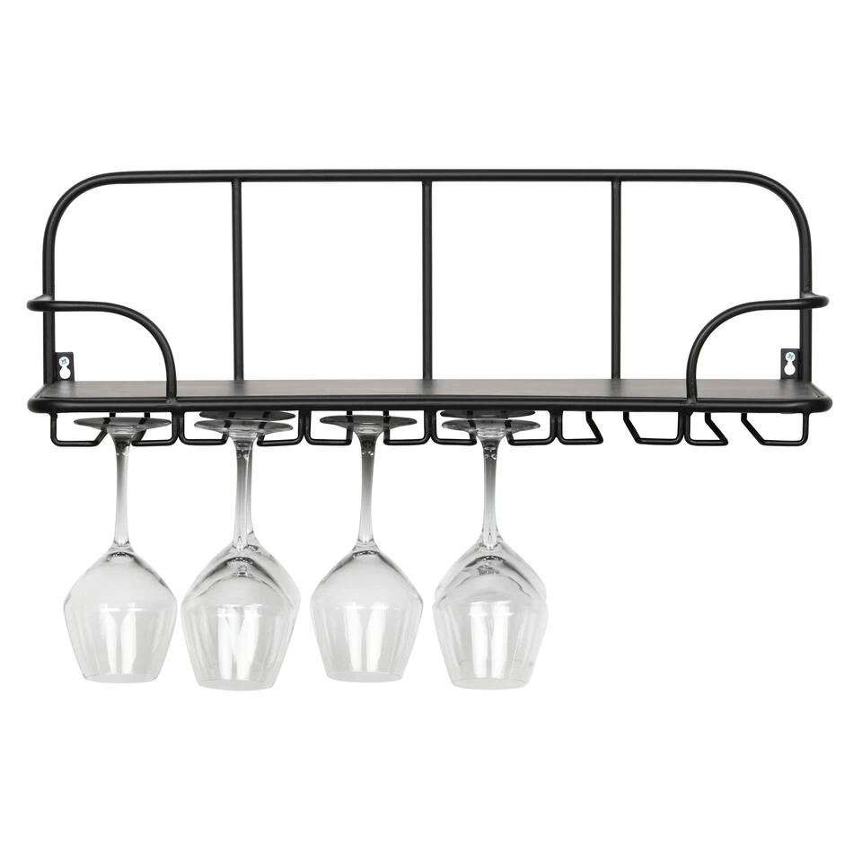 WOOOD Hugo Glazenrek - Metaal/hout - Zwart - 21x61x21 - Afbeelding 4