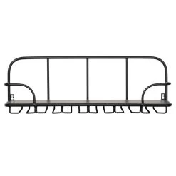 WOOOD Hugo Glazenrek - Metaal/hout - Zwart - 21x61x21