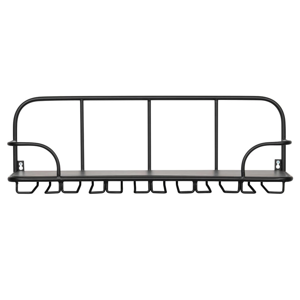 WOOOD Hugo Glazenrek - Metaal/hout - Zwart - 21x61x21