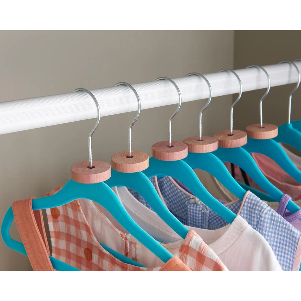 ACAZA 20 Stuks Kledinghangers Voor Kinderen Met Fluweel, Anti-slip, Blauw - Afbeelding 3