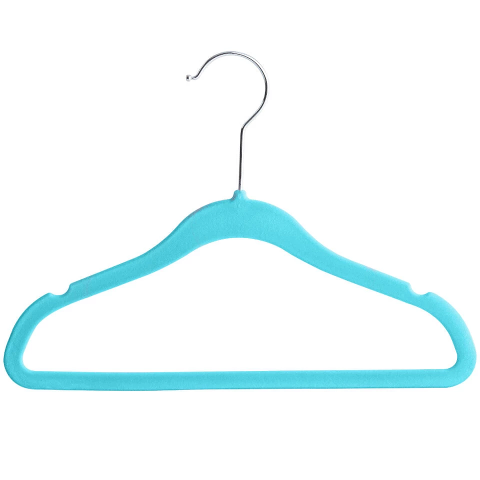 ACAZA 20 Stuks Kledinghangers Voor Kinderen Met Fluweel, Anti-slip, Blauw - Afbeelding 4