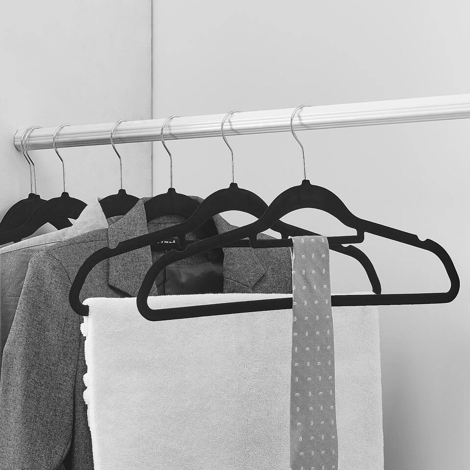 ACAZA Set Van 30 Kledinghangers Met Fluwelen Laagje, Zwart - Afbeelding 2