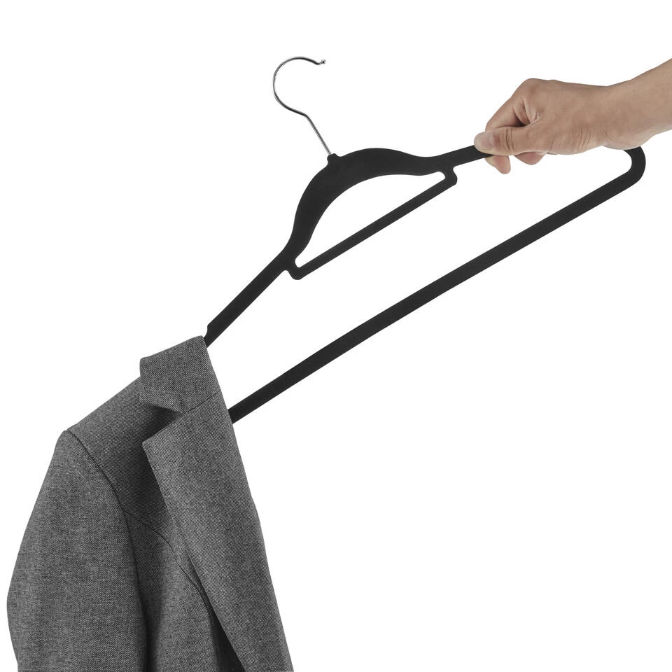 ACAZA Set Van 30 Kledinghangers Met Fluwelen Laagje, Zwart - Afbeelding 3