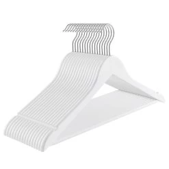 ACAZA 20 Stuks Massief Houten Kledinghangers, Met Inkeping En Broeklat, Wit